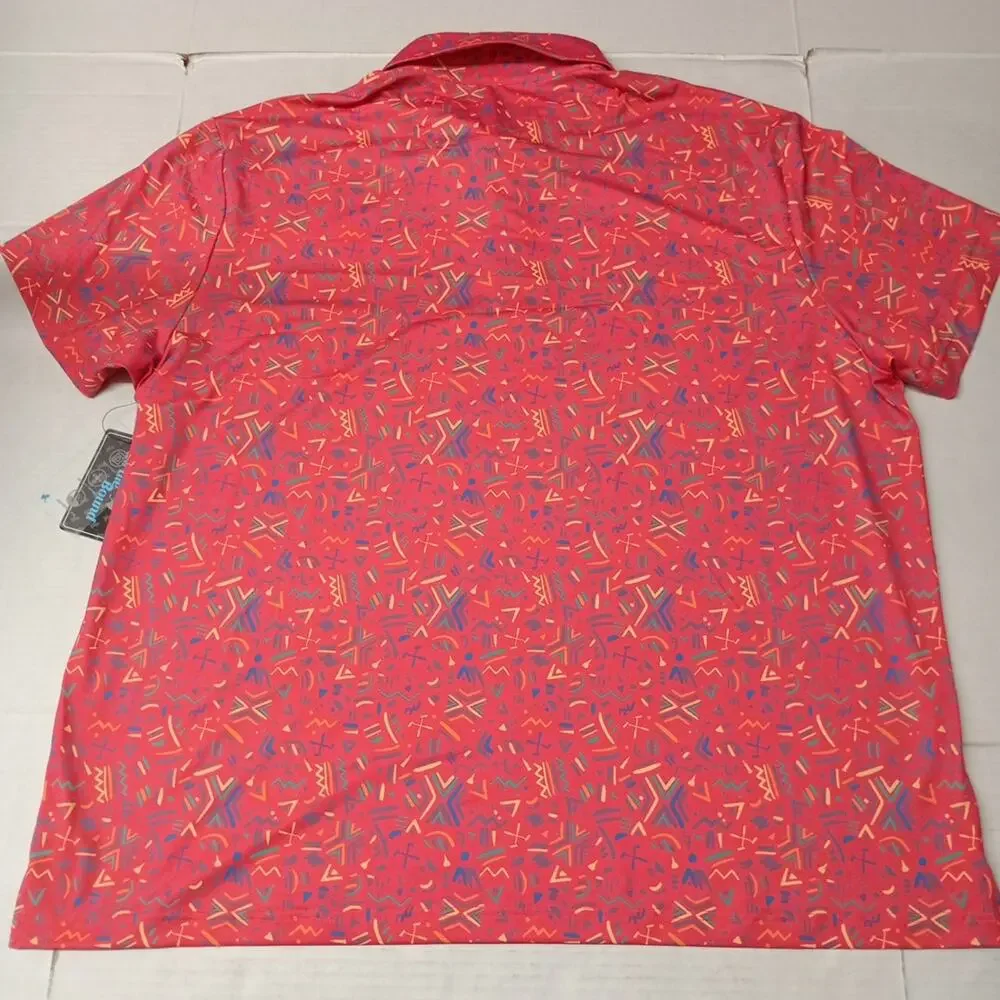 Birdie Bound Golf Polo Shirt‎ Men's 3XL XXXL Coral Easy Care UV Comfort Stretch